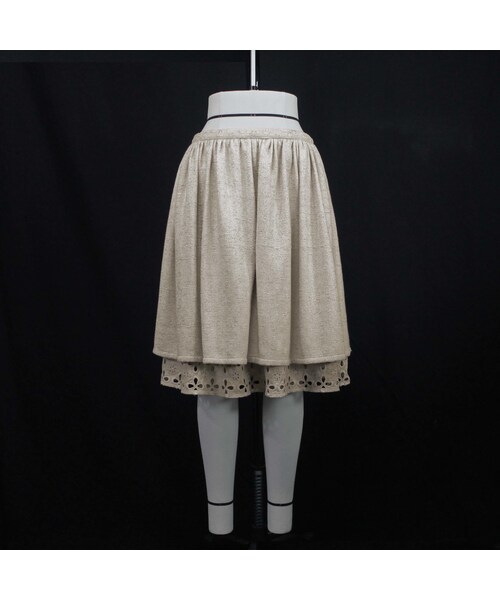 no brand(ノーブランド)の「【上品な光沢感があるツイード】ローウエストギャザースカート (ベージュ) I30 【送料・代引き手数料無料】(スカート・レディース・その他)」の1枚目の写真
