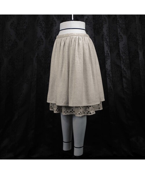 no brand(ノーブランド)の「【上品な光沢感があるツイード】ローウエストギャザースカート (ベージュ) I30 【送料・代引き手数料無料】(スカート・レディース・その他)」の2枚目の写真