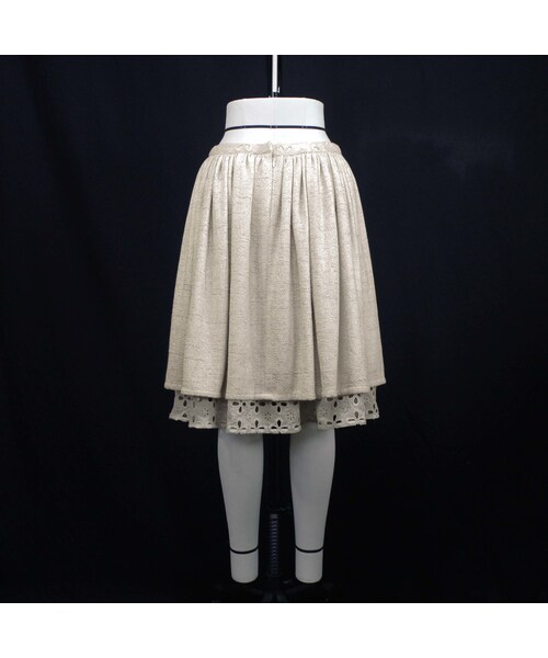 no brand(ノーブランド)の「【上品な光沢感があるツイード】ローウエストギャザースカート (ベージュ) I30 【送料・代引き手数料無料】(スカート・レディース・その他)」の8枚目の写真