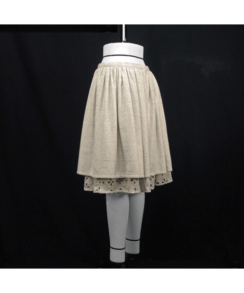 no brand(ノーブランド)の「【上品な光沢感があるツイード】ローウエストギャザースカート (ベージュ) I30 【送料・代引き手数料無料】(スカート・レディース・その他)」の7枚目の写真