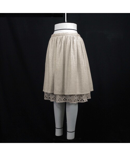 no brand(ノーブランド)の「【上品な光沢感があるツイード】ローウエストギャザースカート (ベージュ) I30 【送料・代引き手数料無料】(スカート・レディース・その他)」の6枚目の写真