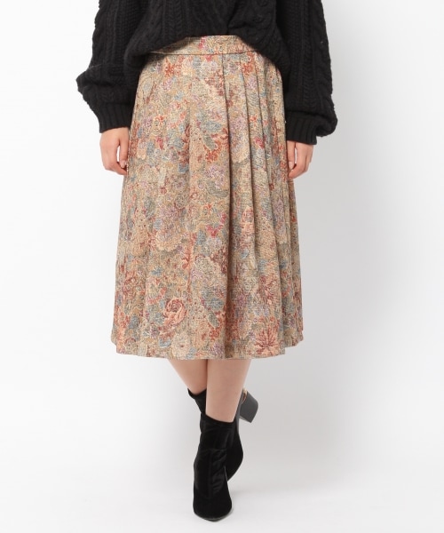 laboratory work（ラボラトリーワーク）の「ゴブランプリントスカート（スカート・ブラック系/ブラウン系）」の2枚目の写真