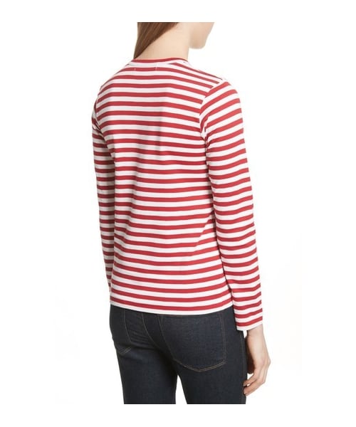 COMME des GARCONS（コムデギャルソン）の「Women's Comme Des Garcons Play Stripe Cotton Tee（Tシャツ/カットソー・レディース・Black/Blue/Red・X-Small/Small/Medium/Large）」の4枚目の写真