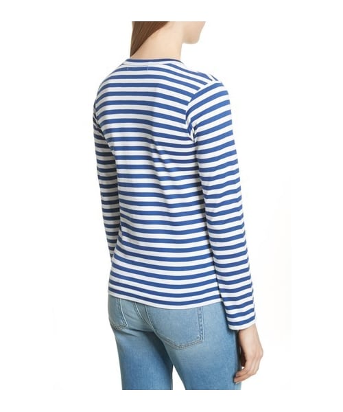 COMME des GARCONS（コムデギャルソン）の「Women's Comme Des Garcons Play Stripe Cotton Tee（Tシャツ/カットソー・レディース・Black/Blue/Red・X-Small/Small/Medium/Large）」の6枚目の写真