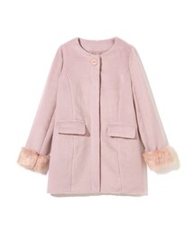 GRL | 袖口エコファーノーカラーコート(ノーカラージャケット)