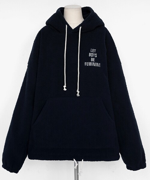 DHOLIC（ディーホリック）の「レタリングボアフードプルオーバー（スウェット・レディース・ホワイト/ブルー/グレー/ベージュ・FREE）」の4枚目の写真