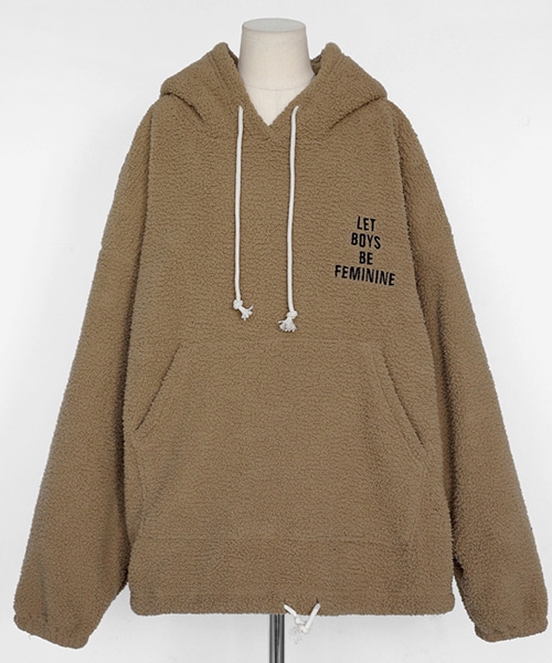 DHOLIC（ディーホリック）の「レタリングボアフードプルオーバー（スウェット・レディース・ホワイト/ブルー/グレー/ベージュ・FREE）」の3枚目の写真