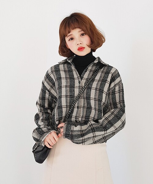 DHOLIC（ディーホリック）の「アンバランスヘムチェックシャツ（シャツ/ブラウス・レディース・ベージュ/その他・FREE）」の2枚目の写真