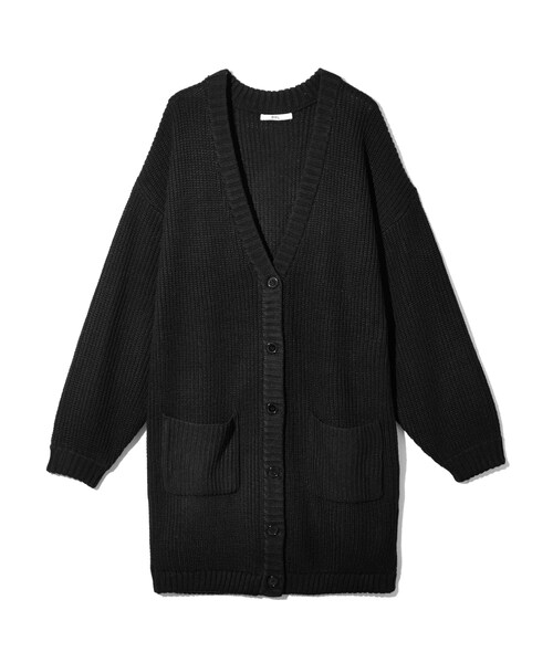 GRL（グレイル）の「ルーズミディニットカーディガン（カーディガン/ボレロ・レディース・ブラウン/ブラック/グレー/アイボリー/ダークオレンジ・F）」の3枚目の写真