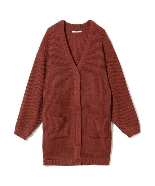 GRL（グレイル）の「ルーズミディニットカーディガン（カーディガン/ボレロ・レディース・ブラウン/ブラック/グレー/アイボリー/ダークオレンジ・F）」の5枚目の写真