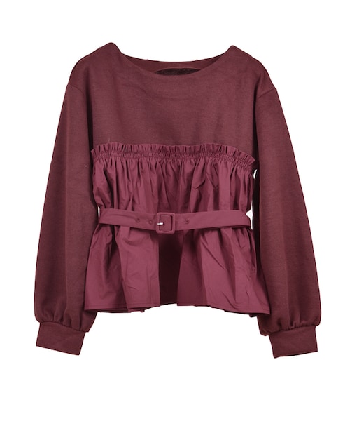 STYLEBLOCK（スタイルブロック）の「サカリバ起毛xブロードビスチェドッキングトップス（Tシャツ/カットソー・レディース・アイボリー/バーガンディー/ネイビー/ブラック・M）」の4枚目の写真