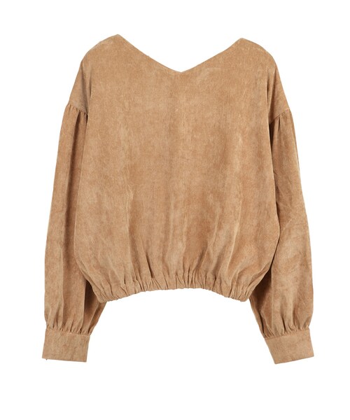 STYLEBLOCK（スタイルブロック）の「コーデュロイバックパール釦ブラウス（シャツ/ブラウス・レディース・アイボリー/キャメル/グリーン/ブラック・M）」の4枚目の写真