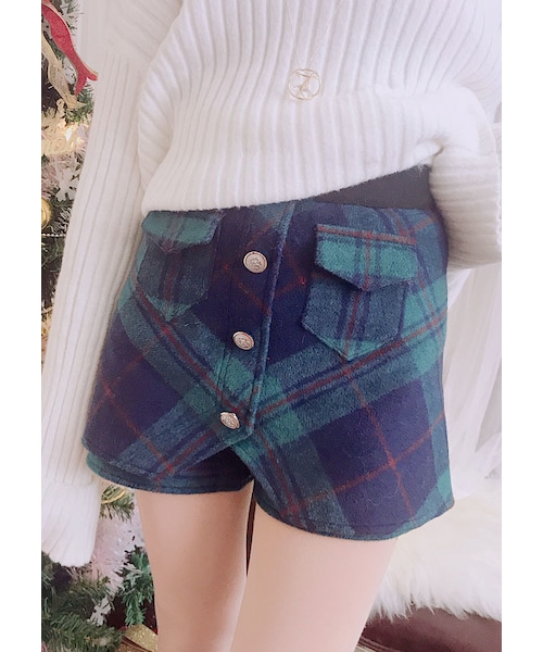 Bobon21（ボボンニジュウイチ）の「タータンチェック柄スカパン-全３色-（その他パンツ・レディース・ブラウン/ブラック/グリーン・S/M/L）」の3枚目の写真