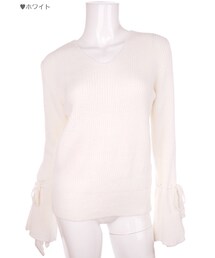 Bobon21 | ベルスリーブ背中レースアップニット-全２色-(ニット/セーター)