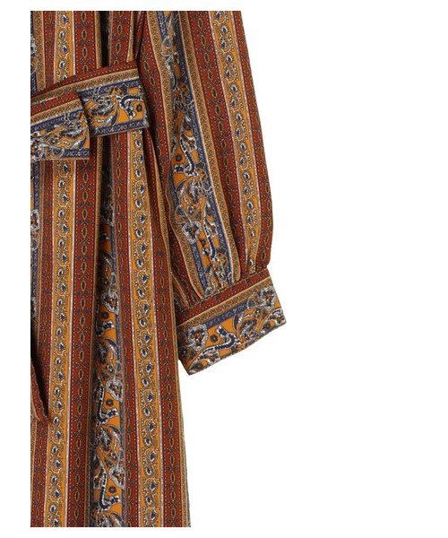 Green　Parks（グリーンパークス）の「・RAY オリエンタル柄スタンドカラーワンピース（ワンピース/ドレス・ボルドー/イエロー/グリーン・F）」の4枚目の写真