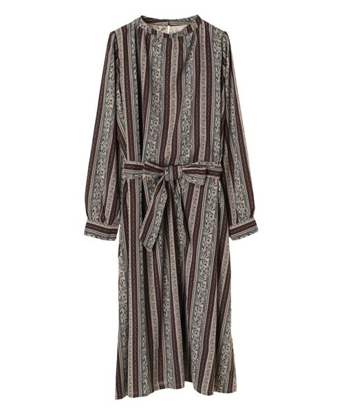 Green　Parks（グリーンパークス）の「・RAY オリエンタル柄スタンドカラーワンピース（ワンピース/ドレス・ボルドー/イエロー/グリーン・F）」の10枚目の写真