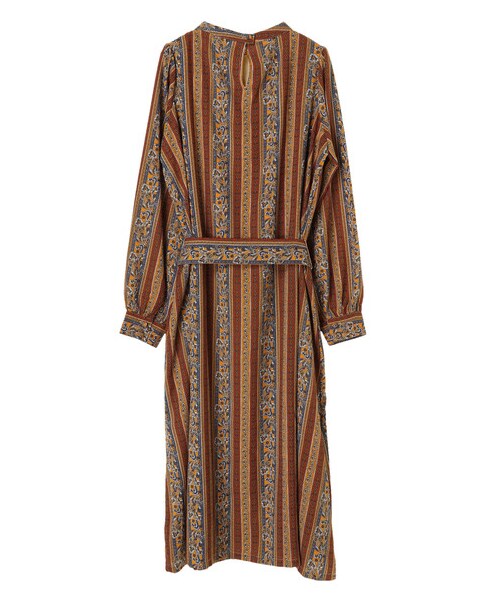 Green　Parks（グリーンパークス）の「・RAY オリエンタル柄スタンドカラーワンピース（ワンピース/ドレス・ボルドー/イエロー/グリーン・F）」の2枚目の写真