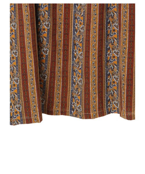 Green　Parks（グリーンパークス）の「・RAY オリエンタル柄スタンドカラーワンピース（ワンピース/ドレス・ボルドー/イエロー/グリーン・F）」の5枚目の写真