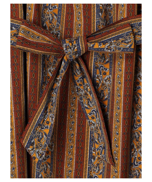 Green　Parks（グリーンパークス）の「・RAY オリエンタル柄スタンドカラーワンピース（ワンピース/ドレス・ボルドー/イエロー/グリーン・F）」の6枚目の写真