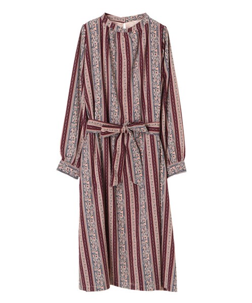 Green　Parks（グリーンパークス）の「・RAY オリエンタル柄スタンドカラーワンピース（ワンピース/ドレス・ボルドー/イエロー/グリーン・F）」の8枚目の写真