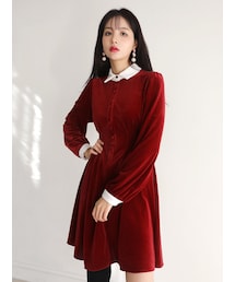 KORMARCH | シャーリングベロアワンピース(ワンピース)