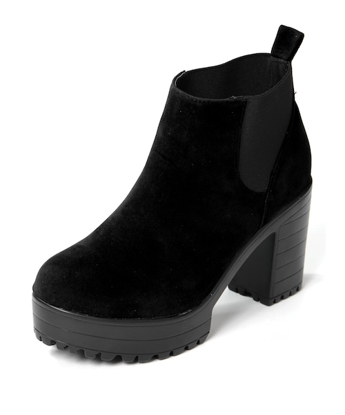 GRL（グレイル）の「サイドゴア厚底ブーツ（ブーツ・レディース・黒(PUレザー)/黒(スエード)・24.5）」の2枚目の写真