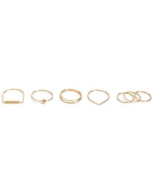 FOREVER 21（フォーエバー トゥエンティーワン）の「FOREVER 21 Midi Stackable Ring Set（リング・レディース・Gold・6/7/8）」の2枚目の写真