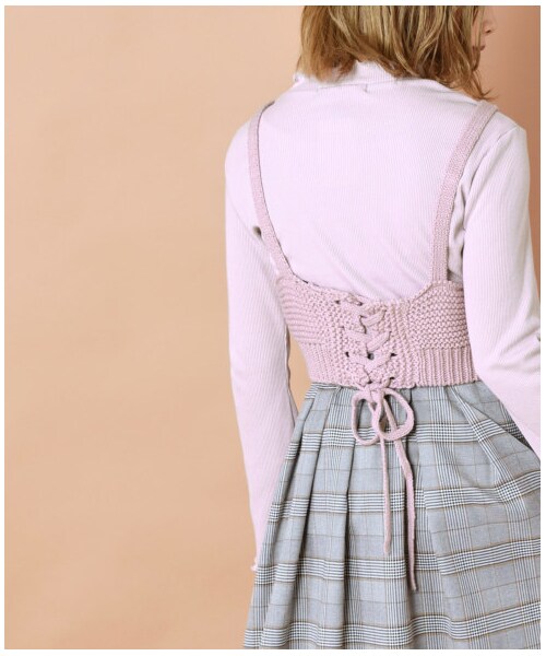 w closet（ダブルクローゼット）の「ケーブル編みビスチェ×インナーセット（トップス・レディース・キナリ/グレー/Mピンク/スミクロ・FREE）」の20枚目の写真