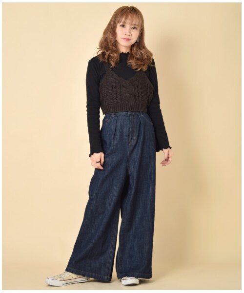 w closet（ダブルクローゼット）の「ケーブル編みビスチェ×インナーセット（トップス・レディース・キナリ/グレー/Mピンク/スミクロ・FREE）」の14枚目の写真