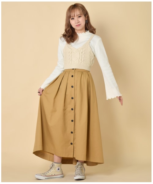 w closet（ダブルクローゼット）の「ケーブル編みビスチェ×インナーセット（トップス・レディース・キナリ/グレー/Mピンク/スミクロ・FREE）」の6枚目の写真