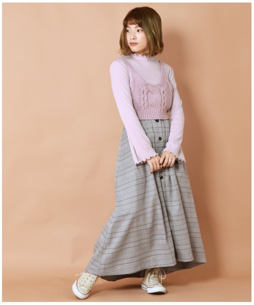 w closet（ダブルクローゼット）の「ケーブル編みビスチェ×インナーセット（トップス・レディース・キナリ/グレー/Mピンク/スミクロ・FREE）」の18枚目の写真