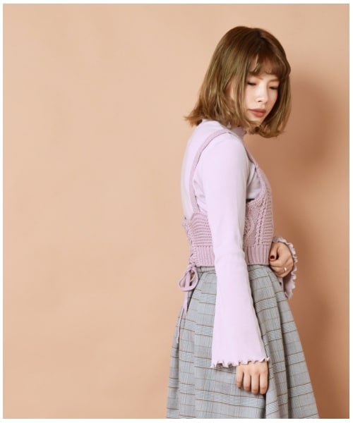 w closet（ダブルクローゼット）の「ケーブル編みビスチェ×インナーセット（トップス・レディース・キナリ/グレー/Mピンク/スミクロ・FREE）」の19枚目の写真