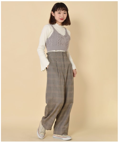 w closet（ダブルクローゼット）の「ケーブル編みビスチェ×インナーセット（トップス・レディース・キナリ/グレー/Mピンク/スミクロ・FREE）」の10枚目の写真