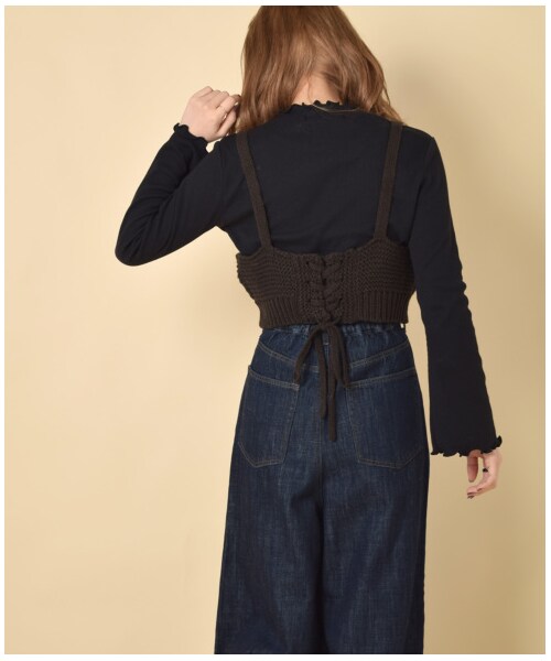 w closet（ダブルクローゼット）の「ケーブル編みビスチェ×インナーセット（トップス・レディース・キナリ/グレー/Mピンク/スミクロ・FREE）」の16枚目の写真