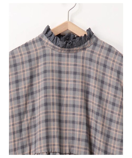 ehka sopo（エヘカソポ）の「レース付きチェックワンピース（ワンピース/ドレス・グレー/レッド/グリーン・M）」の3枚目の写真