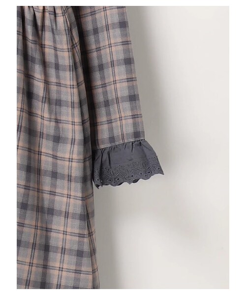 ehka sopo（エヘカソポ）の「レース付きチェックワンピース（ワンピース/ドレス・グレー/レッド/グリーン・M）」の4枚目の写真