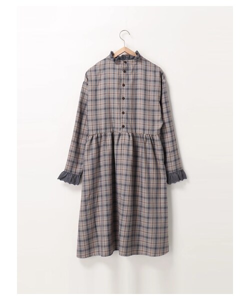 ehka sopo（エヘカソポ）の「レース付きチェックワンピース（ワンピース/ドレス・グレー/レッド/グリーン・M）」の2枚目の写真