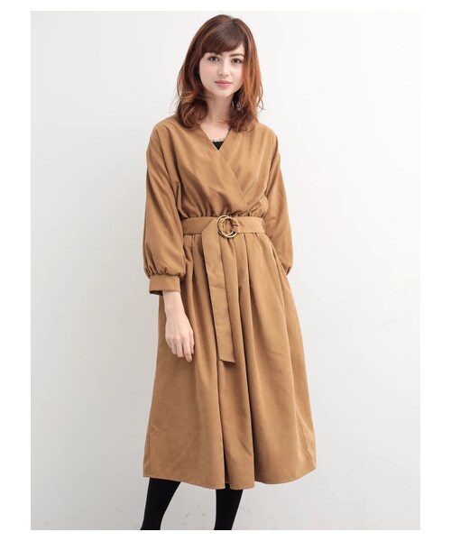 YECCA VECCA（イェッカヴェッカ）の「・カシュクールワンピース（ワンピース/ドレス・チャコールグレー/キャメル・F）」の3枚目の写真
