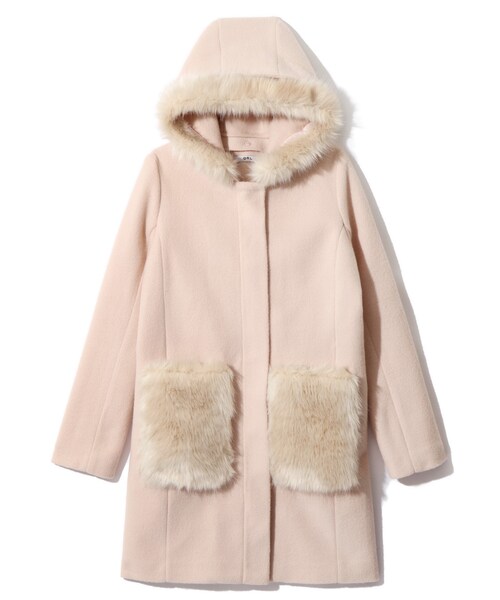 GRL(グレイル)の「ポケットフードファーコート(ダウンジャケット/コート・レディース・ブラック/グレー/ピンクベージュ・S)」の3枚目の写真