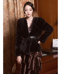 DINT | レディースファージャケット（ベルトset）(その他アウター)