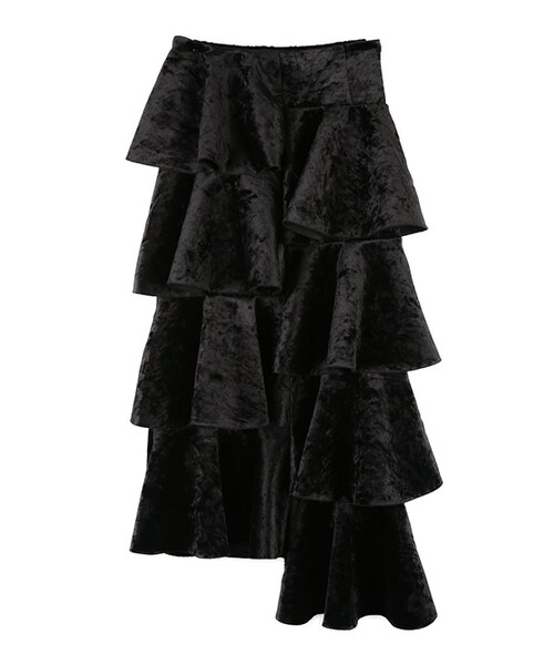 DINT（ディント）の「メルンベルベットラッフルスカート（スカート・レディース・Brown/Black/Green・one(44~66size)）」の2枚目の写真