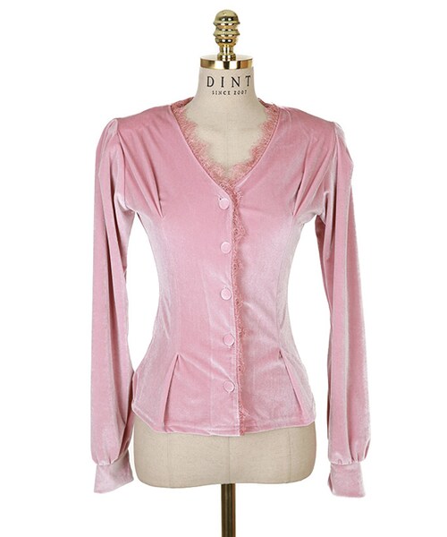 DINT（ディント）の「語ベンミューズベルベットブラウス（カーディガンで可能）（その他トップス・レディース・Brown/Black/Pink・one(44~66size)）」の4枚目の写真