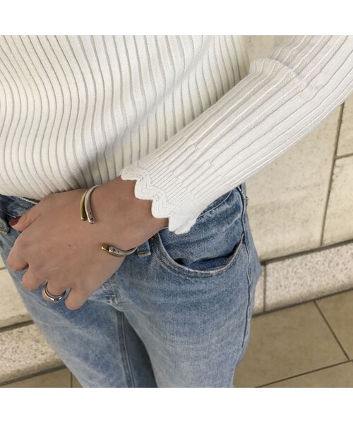 copine（コピン）の「★再入荷★柔らかプチハイネック＆袖フレアニットソー (5color)【クリックポスト対象商品】（ニット/セーター・レディース・その他）」の9枚目の写真