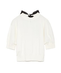 LILY BROWN（リリーブラウン）の「リボンボリューム袖ニットトップス 