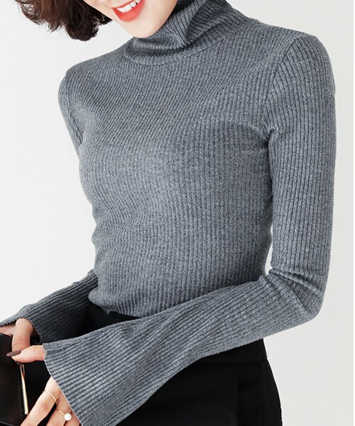 DHOLIC（ディーホリック）の「ベルスリーブタートルネックニット（Tシャツ/カットソー・レディース・ホワイト/グレー/ピンク/ブラック・FREE）」の3枚目の写真