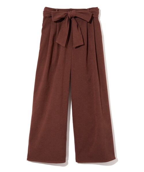 GRL（グレイル）の「ウエストリボン付ワイドパンツ（その他パンツ・レディース・ブラック/ブラウン/グレー/ラベンダー/キャメル/ピンクベージュ/グレージュ・M）」の2枚目の写真