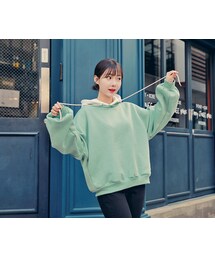 HOTPING | 裏起毛バイカラーフードパーカー(その他トップス)