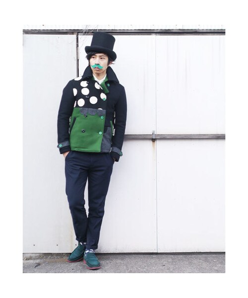 NIRAME.CO(ニラメッコ)の「暖か~気まぐれピーコート。 黒×緑(ピーコート・メンズ・その他)」の1枚目の写真