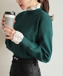 DHOLIC | パンチングレースヘムニット(ニット/セーター)