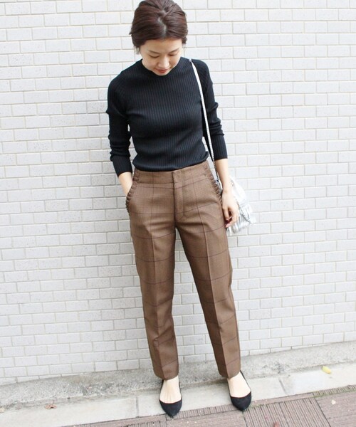 IENA パンツ　スリット　美品　完売　ブラウン IENA LA BOUCLE ナッパレザーストレートパンツ（その他パンツ